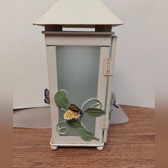 Vintage Glass and Metal 3D Butterfly Tealight Lantern - Picture 2 of 11
